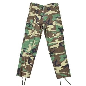 Vintage 90s Woodland Camo Combat Military Cargo Pant Trousers ML‎ Grunge Skater